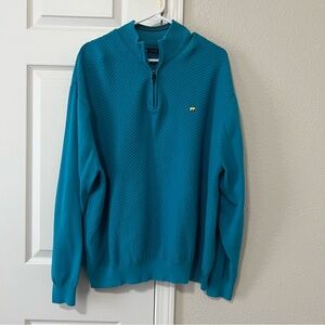 Jack Nicklaus Gold Bear 1/4 Zip Golf Men's Teal Pullover Sweater Size XXL EUC